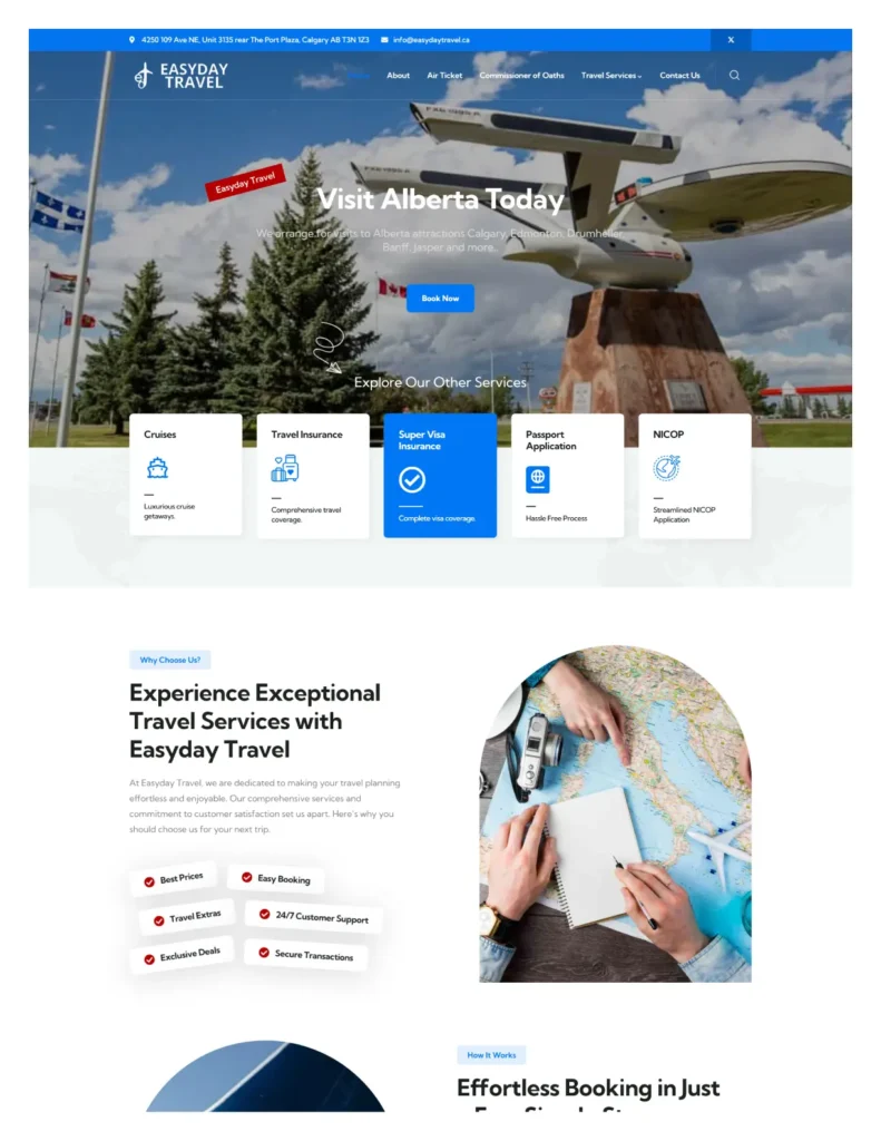 Website for Travel Agents Page 1